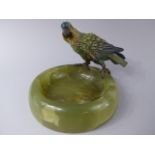 A Good Cold Painted Austrian Bronze Study of a Parrot Set on Onyx Bowl.