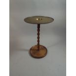 A Brass Topped Circular Table with Barley Twist Support,