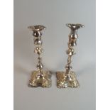 A Pair of Silver Plated Candle Sticks,