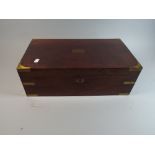 A 19th Century Brass Mounted Mahogany Writing Slope with Hinged Lid to Fitted Interior to Include