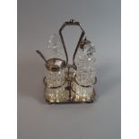 A Late Victorian Silver Plate Four Bottle Cruet Set,