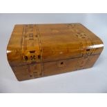 A Continental Dome Top Banded Inlaid Work Box with Fitted Removable Tray,