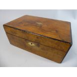 A Late 19th Century Walnut Work Box with Brass Escutcheons,