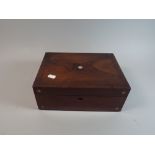 A Late 19th Century Mother of Pearl Mounted Rosewood Work Box, Missing Inner Tray,