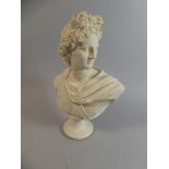 A Hand Carved Alabaster Classical Bust,