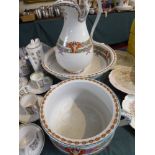 A Late Victorian Florence Pattern Toilet Set Comprising Jug Bowl and Chamber Pot