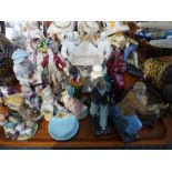 A Tray of Figural Ornaments to Include Royal Albert, Wade, Oriental Etc,