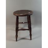A Vintage Elm Topped Circular Stool on Turned Supports,