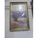 A Framed Water Colour Depicting Fishing Boat In Harbour, Signed Bottom Right, Fred Henderson,