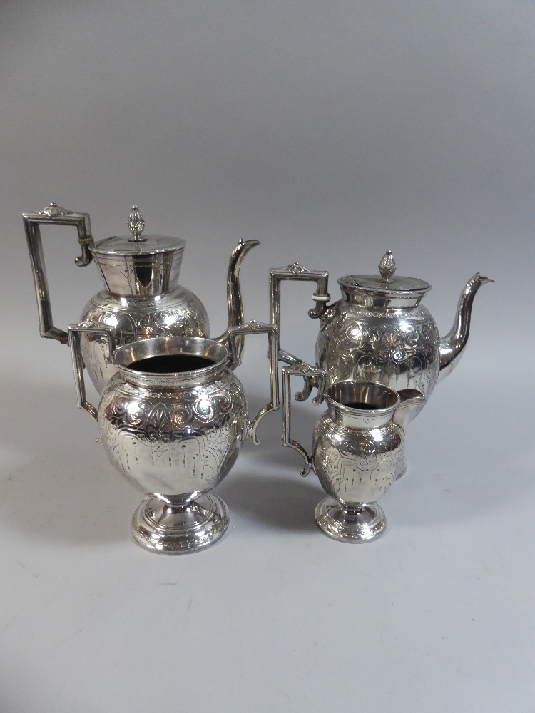 A Nice Quality Four Piece Edwardian Silver Plated Tea Service