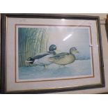 A Framed American Print of Ducks After Louis Frisino