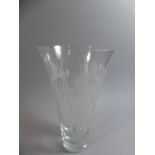 An Etched Glass Vase Decorated with Orchids,