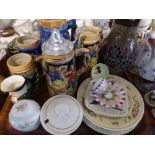 A Tray to Include German Lager Steins, Glazed Jug,