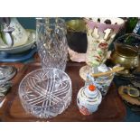 A Cut Glass Vase, Cut Glass Bowl,