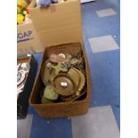 A Box of Brass Wares, Kitchen Scales,