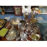 A Tray of Silver Plate to Include a Pair of Pierced Silver Bowls, Dressing Table Mirror, Tankard,