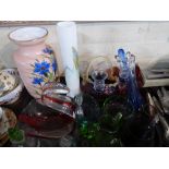 A Tray of Coloured Glass Ware