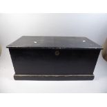 A 19th Century Stained Oak Box with Iron Carrying Handles and Inner Candle Box,