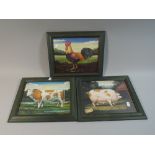 A Set of Three Framed Reproduction Animal Prints