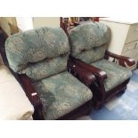 A Pair of Mahogany Framed Upholstered Armchairs