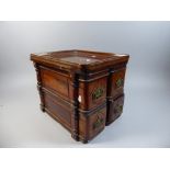 A Set of Four Drawers Formed From Treadle Sewing Machine and with Inlaid Tray Top,