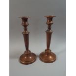 A Pair of 19th Century Copper Candle Sticks,