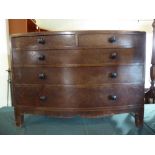 An Edwardian Bow Fronted Chest of Two Short and Three Long Drawers,