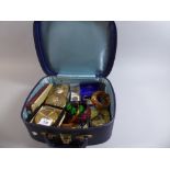 A Ladies Overnight Case Containing Costume Jewellery, Powder Compacts,
