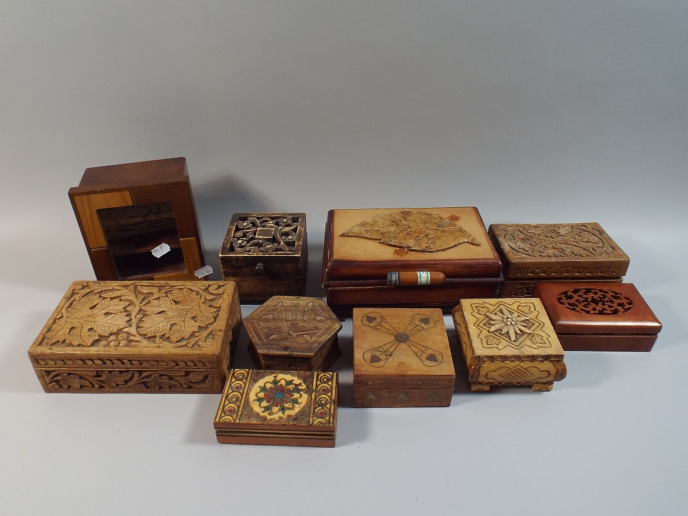 A Collection of Ten Various Carved Boxes
