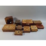 A Collection of Ten Various Carved Boxes