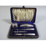 A Cased Silver Mounted Manicure Set