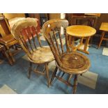 Two Spindle Back Elm Seated Kitchen Chairs