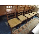 A Set of Five 19th Century Pierced Ladder Back Dining Chairs for Reupholstery