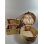 A Circular Velum Hat Box and Ladies Travelling Case