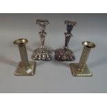 Two Pairs of Silver Plated Candle Sticks,