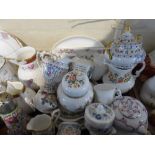 A Tray Containing Various China to Include Royal Tudor Chintz Sugar Sifter, Coalport,