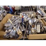 A Large Collection of Silver Plated Bone Handled and Stainless Steel Cutlery