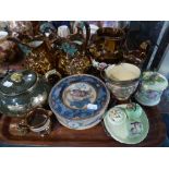 A Tray of Ceramics to Include Four Copper Lustre Jugs, Gibbons Eden Pattern Tea Pot,