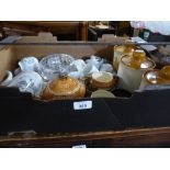 A Box of Ceramics to Include Coffee Set, Cottage Tea Service by Beswick,