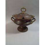 A Late 19th Century Copper Soup Tureen with Brass Handles,