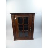 An Edwardian Oak Wall Hanging Glazed Cabinet,