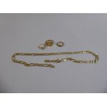 A 14ct Gold Necklace, 30gms, 14ct Gold Solitaire Ring, 3.