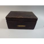 A 19th Century Wooden Navy Ditty Box with Brass Name Plate for A R Wright 30cm Long