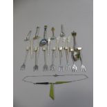 A Collection of Silver Mounted Forks, Salt Spoon,