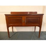 An Edwardian Inlaid Mahogany Wash Stand Chest with Two Panelled Doors and Raised Gallery,