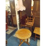 An Oak Circular Coffee Table, Trolley, Magazine Rack,