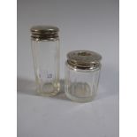 Two Silver Topped Glass Dressing Table Pots