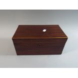 A 19th Century Mahogany Three Division Tea Caddy with Box Wood Stringing,