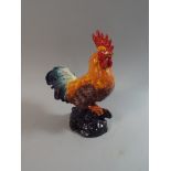 A Cast Metal Study of A Cockerel Decorated in Multi Colour Enamels, 29 cm High,