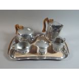 A Five Piece Picquot Ware Tea Service and Tray